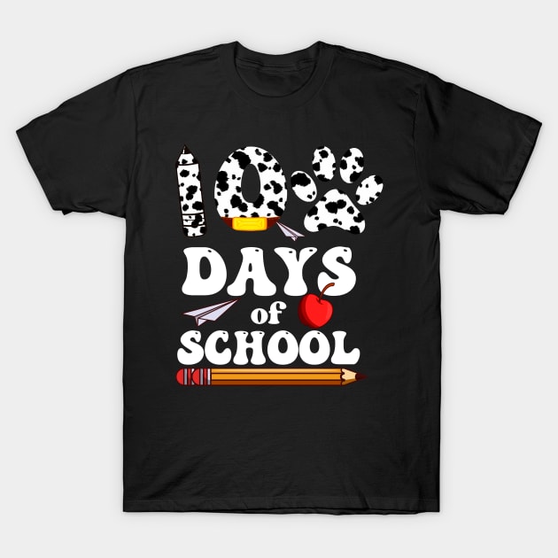 Dalmatian Dog Paw 100 Day Of School T-Shirt by Hensen V parkes